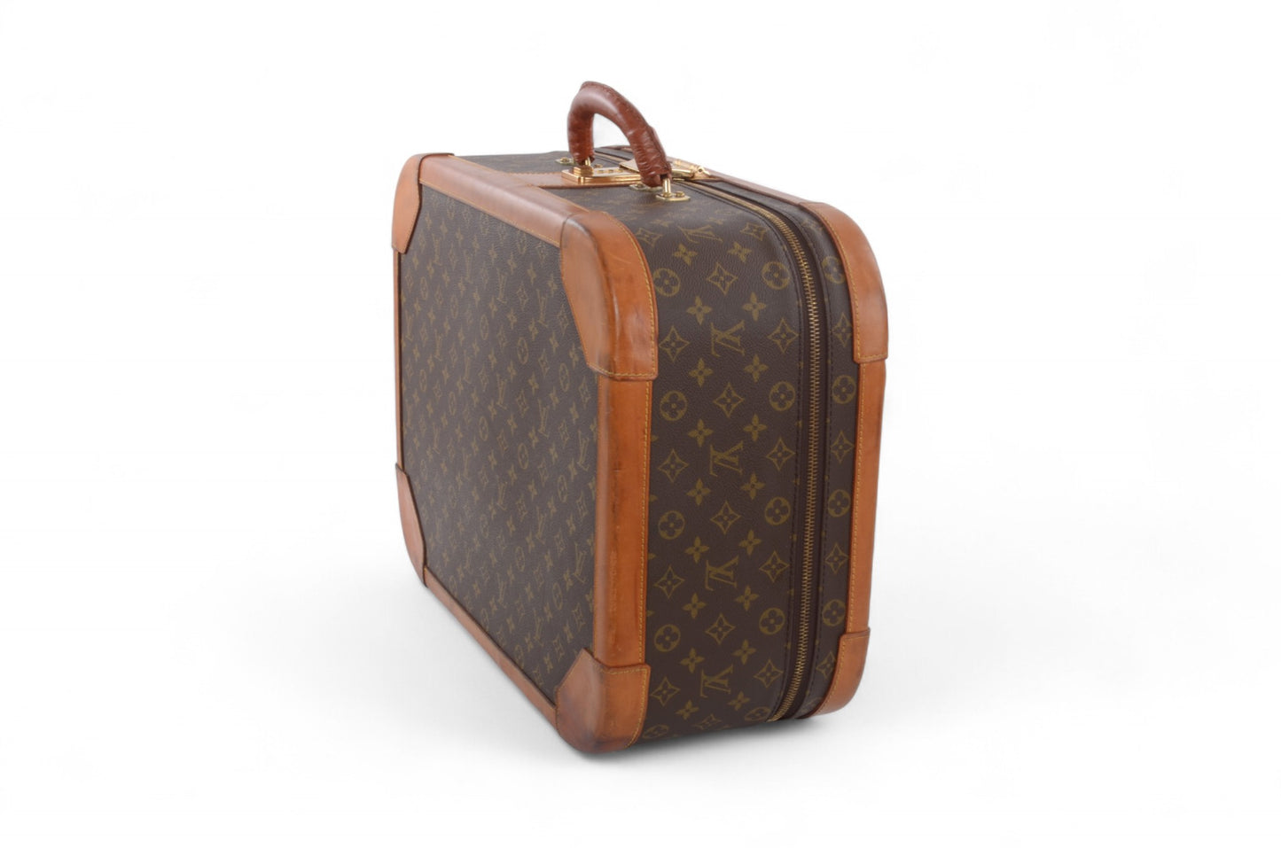 Louis Vuitton Stratos 50 Vintage Monogram Trunk Travel Bag Suitcase Leather Designer Classic Authentic