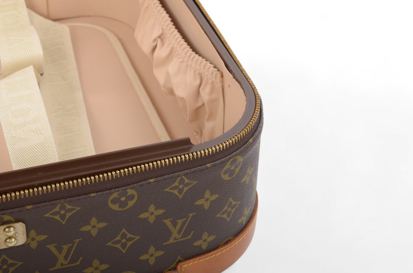 Louis Vuitton Stratos 60 Vintage Monogram Trunk Travel Bag Suitcase Leather Designer Classic Authentic