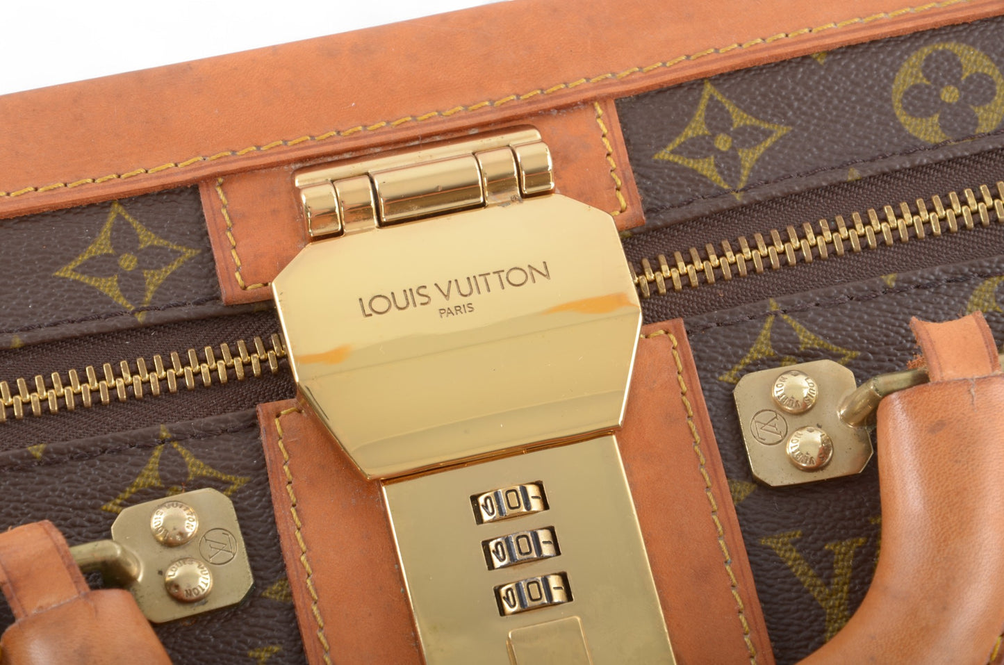 Louis Vuitton Stratos 60 Vintage Monogram Trunk Travel Bag Suitcase Leather Designer Classic Authentic