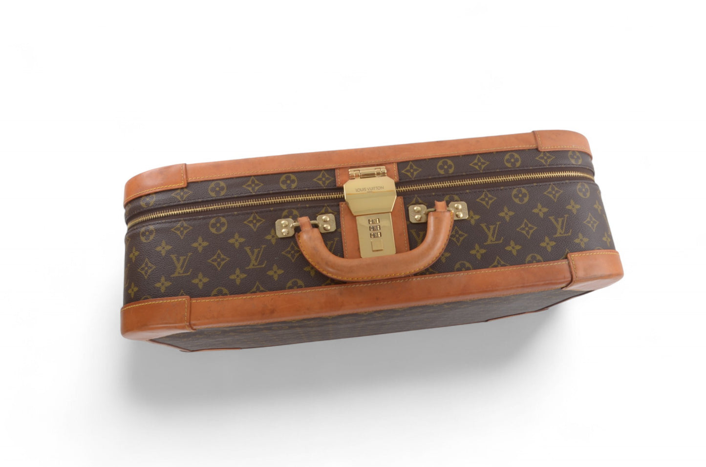 Louis Vuitton Stratos 60 Vintage Monogram Trunk Travel Bag Suitcase Leather Designer Classic Authentic