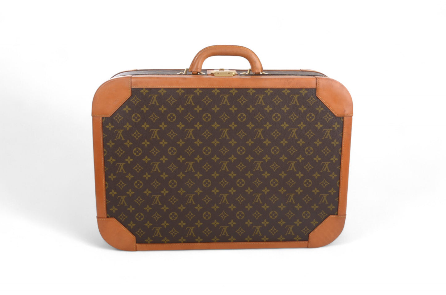Louis Vuitton Stratos 60 Vintage Monogram Trunk Travel Bag Suitcase Leather Designer Classic Authentic