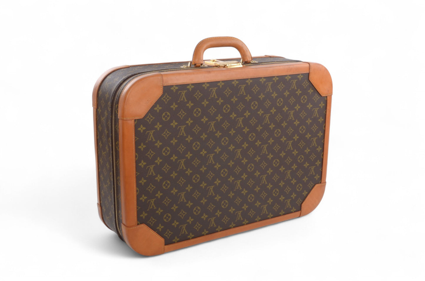 Louis Vuitton Stratos 60 Vintage Monogram Trunk Travel Bag Suitcase Leather Designer Classic Authentic