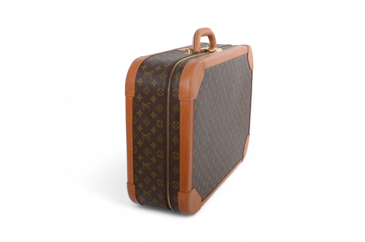 Louis Vuitton Stratos 60 Vintage Monogram Trunk Travel Bag Suitcase Leather Designer Classic Authentic