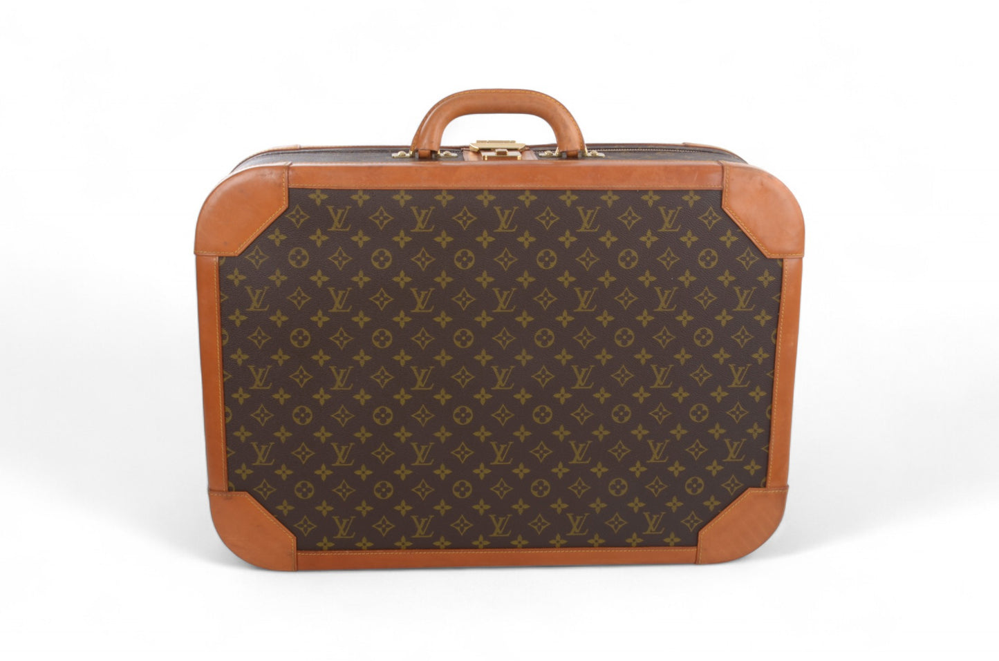 Louis Vuitton Stratos 60 Vintage Monogram Trunk Travel Bag Suitcase Leather Designer Classic Authentic