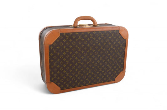 Louis Vuitton Stratos 60 Vintage Monogram Trunk Travel Bag Suitcase Leather Designer Classic Authentic