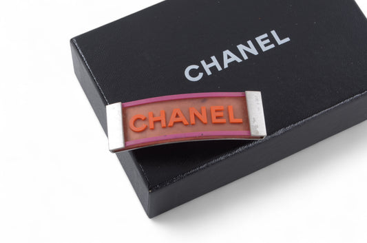 Chanel Hair Pin Clip Barrette Logo CC Accessory Vintage Multicolor Pink Orange
