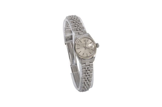 Rolex Oyster Perpetual 6517 Date WG Bezel Automatic Ladies Watch AT Vintage Watch Silver Dial Wristwatch
