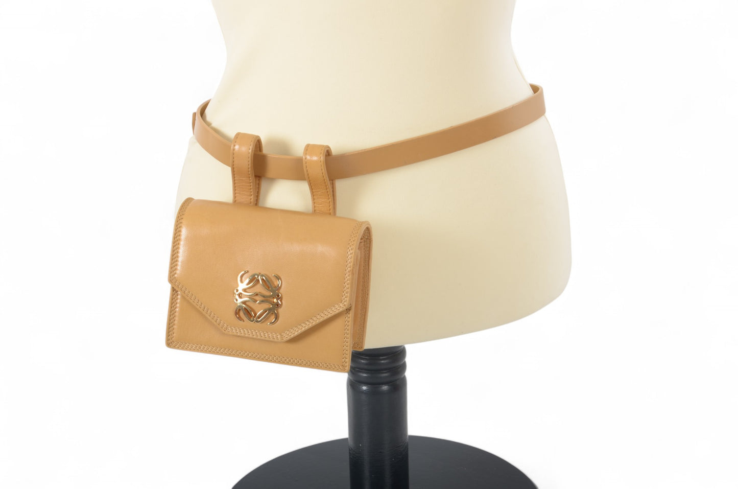 LOEWE Anagram Leather Waist Belt Bag Pouch Beige Brown