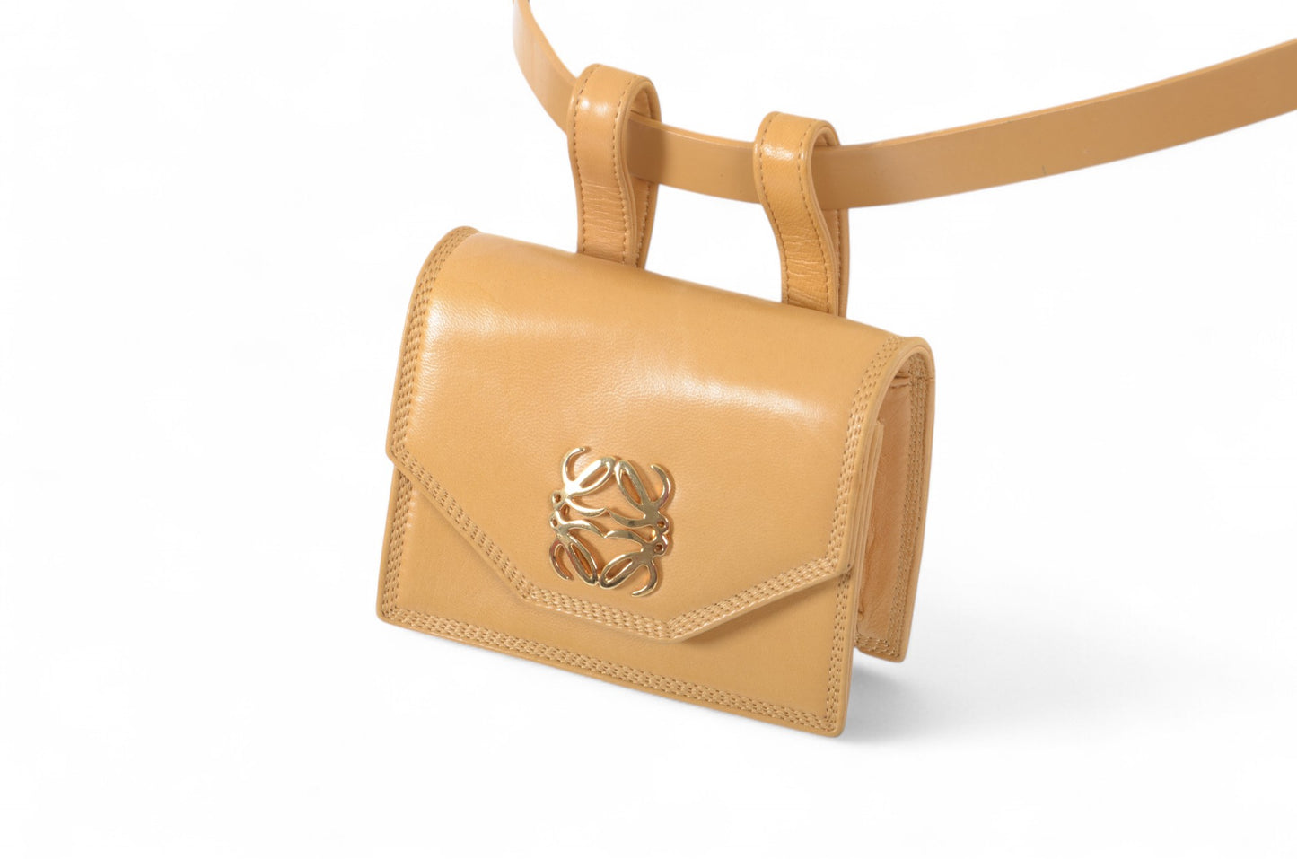 LOEWE Anagram Leather Waist Belt Bag Pouch Beige Brown