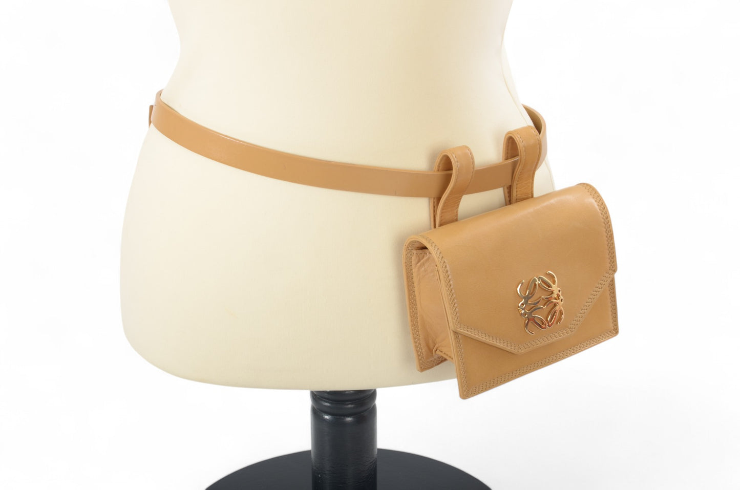 LOEWE Anagram Leather Waist Belt Bag Pouch Beige Brown