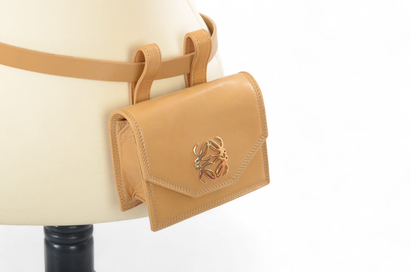 LOEWE Anagram Leather Waist Belt Bag Pouch Beige Brown