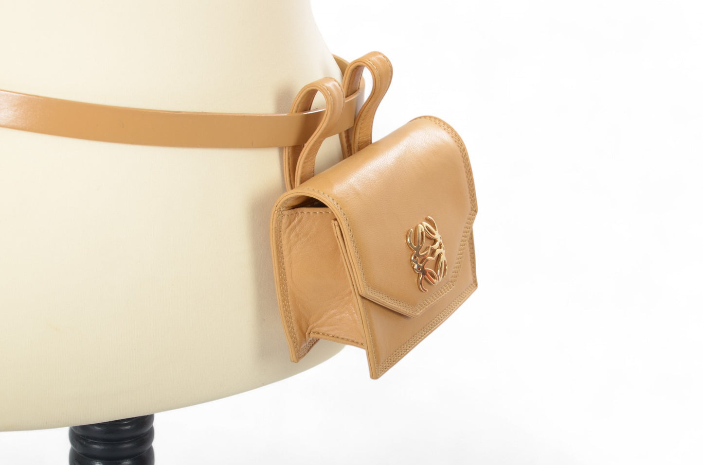 LOEWE Anagram Leather Waist Belt Bag Pouch Beige Brown