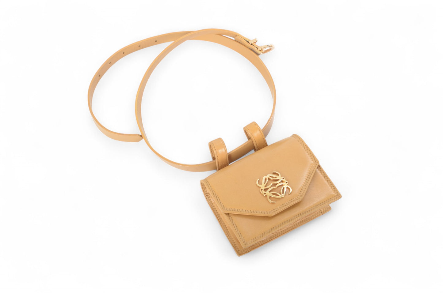 LOEWE Anagram Leather Waist Belt Bag Pouch Beige Brown