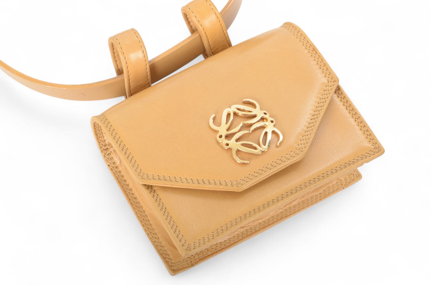 LOEWE Anagram Leather Waist Belt Bag Pouch Beige Brown