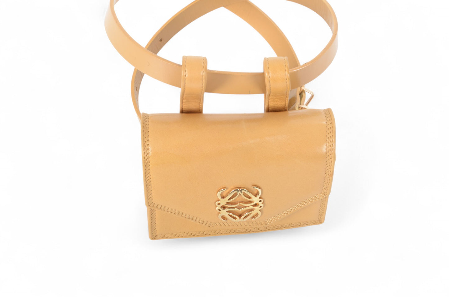 LOEWE Anagram Leather Waist Belt Bag Pouch Beige Brown