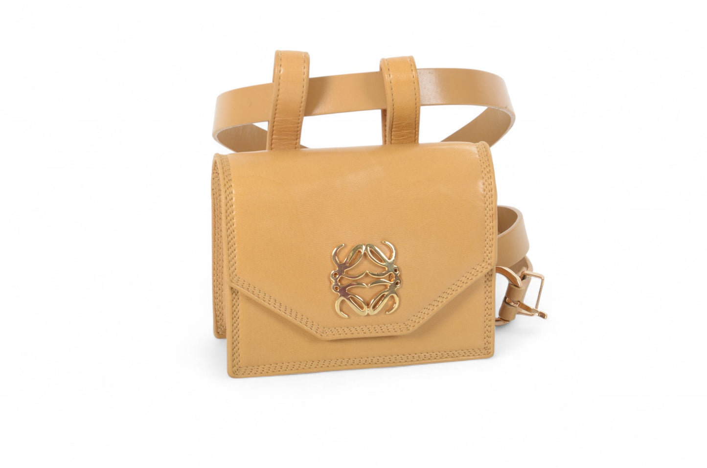 LOEWE Anagram Leather Waist Belt Bag Pouch Beige Brown