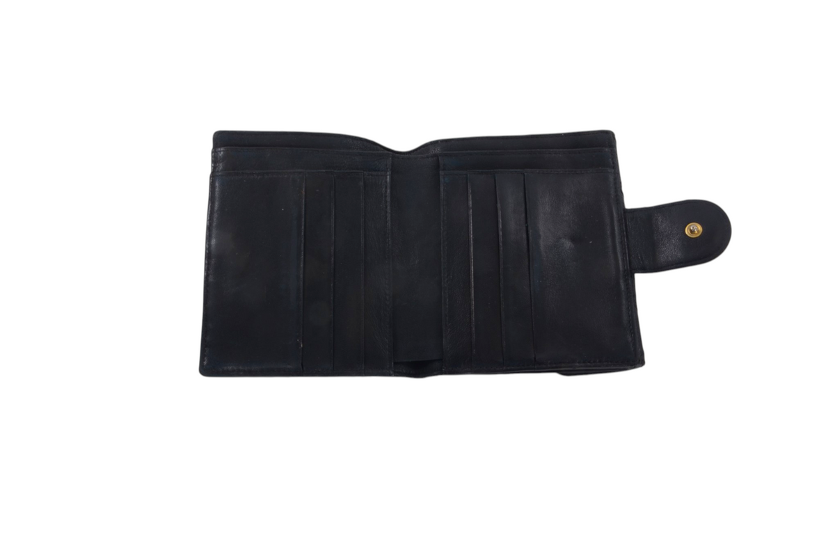 Chanel Wallet Vintage Black Caviar Leather Coco Bi-fold Coin Purse Designer Classic