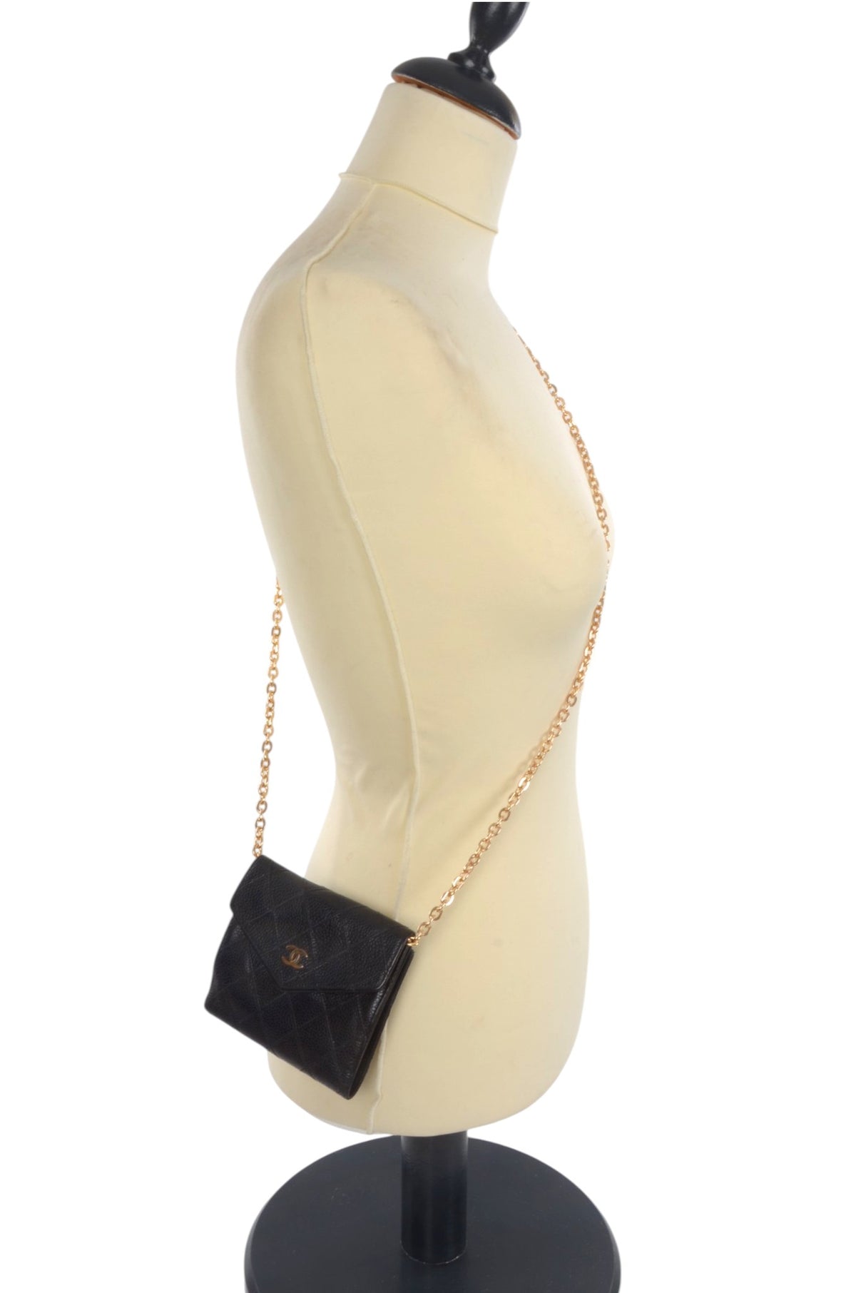 Chanel Wallet Vintage Black Caviar Leather Coco Bi-fold Coin Purse Designer Classic