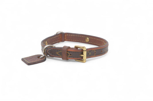 Louis Vuitton Monogram Canvas Leather Baxter Pet Cat Dog Collar Leather