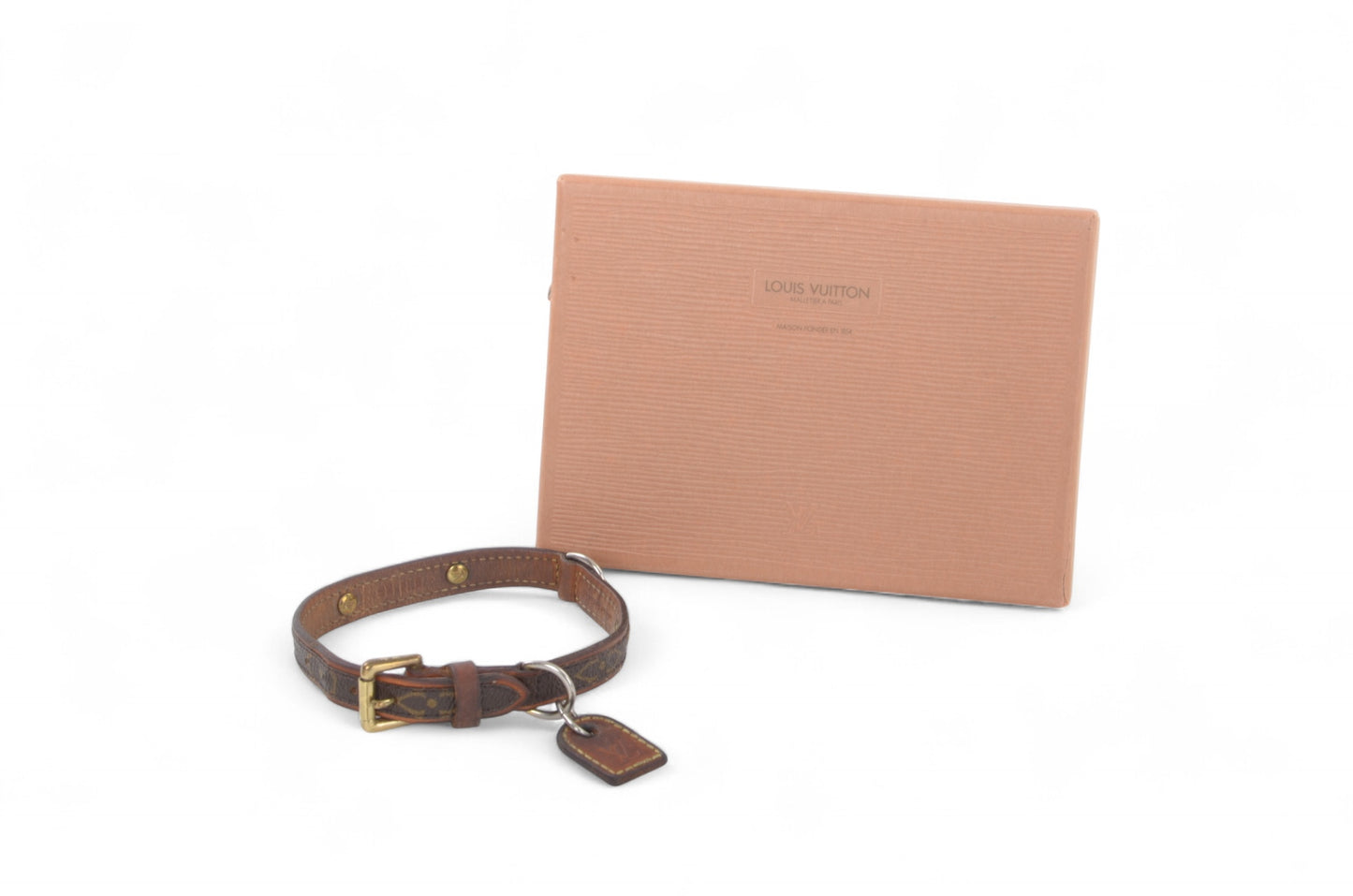 Louis Vuitton Monogram Canvas Leather Baxter Pet Cat Dog Collar Leather