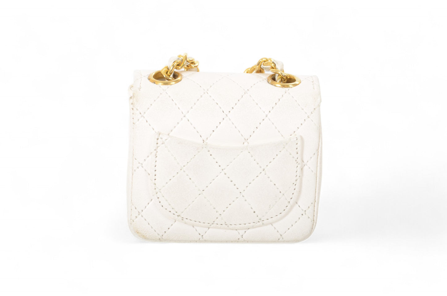 Chanel White Micro Bag Chain Belt Waist Bag Coco Mark Shoulder Pouch White 2way Lambskin Vintage