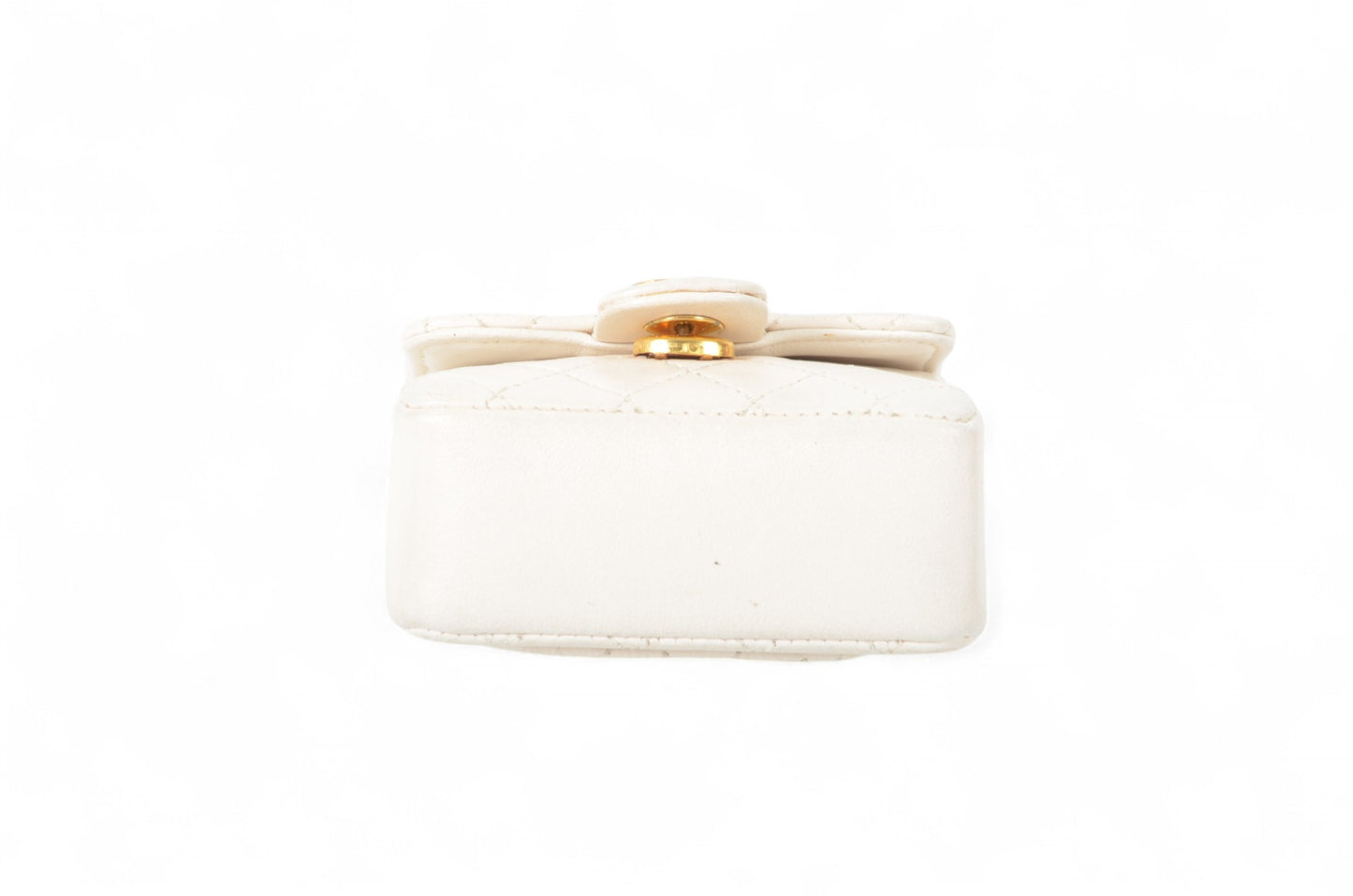 Chanel White Micro Bag Chain Belt Waist Bag Coco Mark Shoulder Pouch White 2way Lambskin Vintage