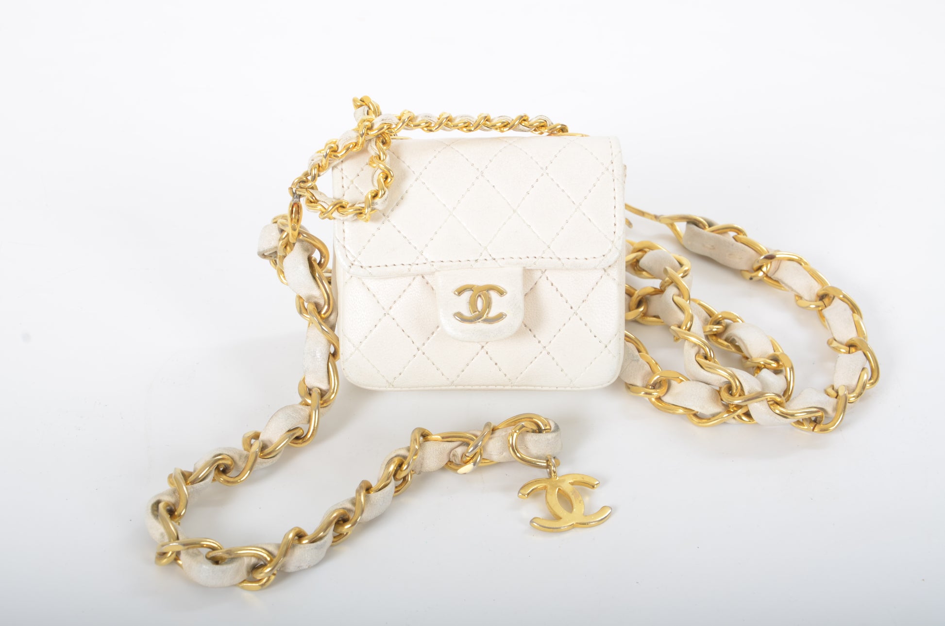 Gold Chanel Belt Chain Bag Chanel White Micro Bag Chain Belt Waist