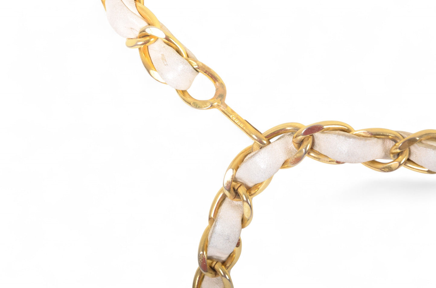 Chanel White Micro Bag Chain Belt Waist Bag Coco Mark Shoulder Pouch White 2way Lambskin Vintage