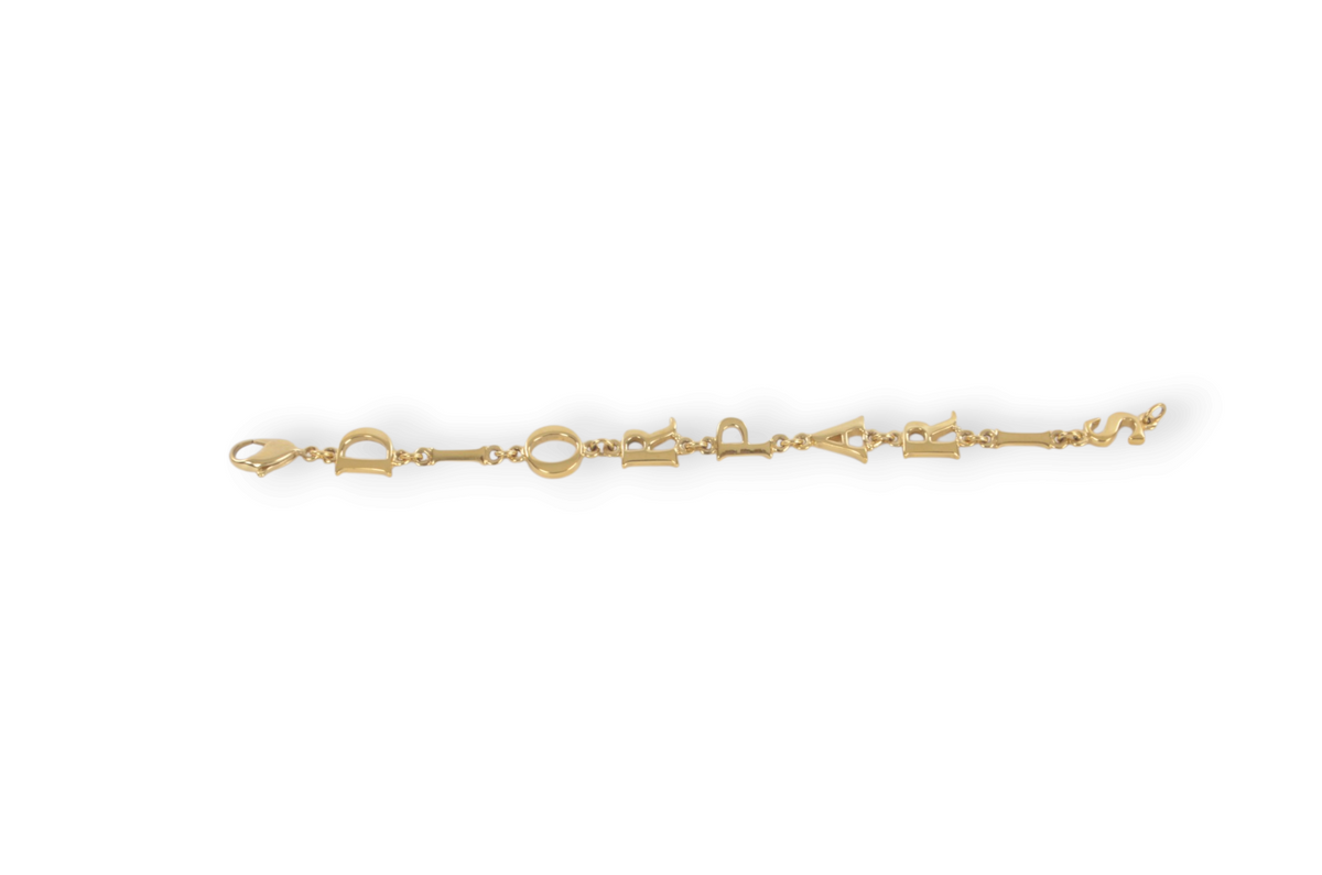Christian Dior Letter Bracelet Link Vintage Gold Plated Metal Charm Paris Logo Designer Classic