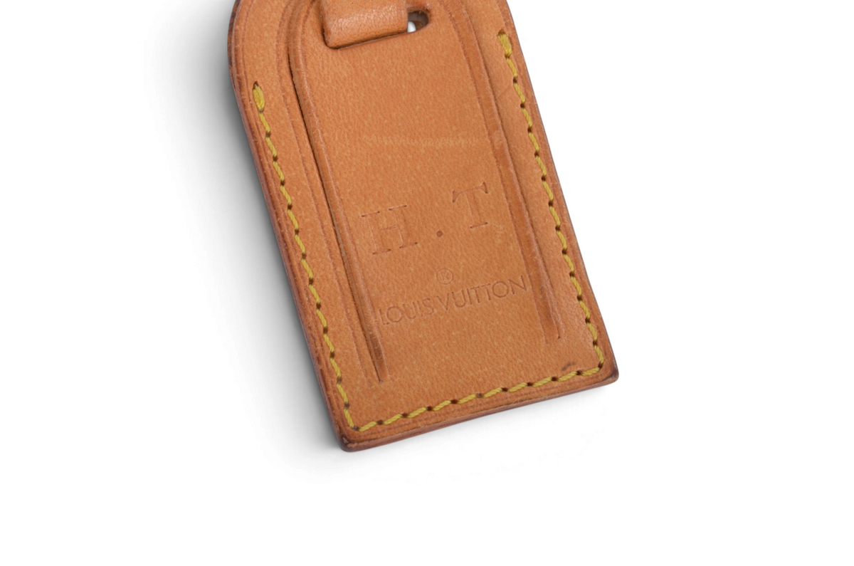 Louis Vuitton Porte Adresse Luggage Address Tag Travel Leather Initials "H.T"