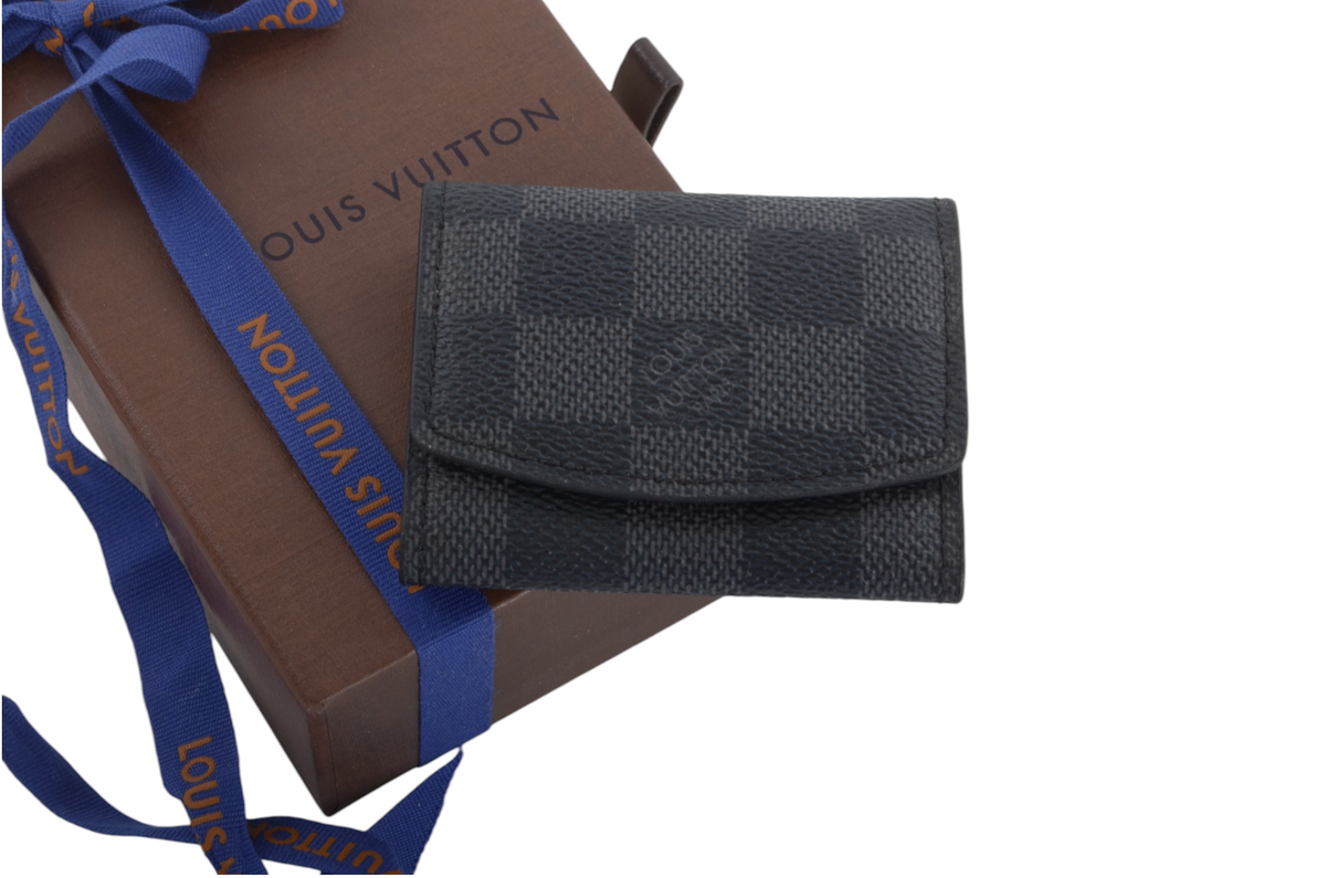 Louis Vuitton Cufflinks Case Damier Graphite Canvas Boutons de manchette Fleur Cuffs Designer Classic