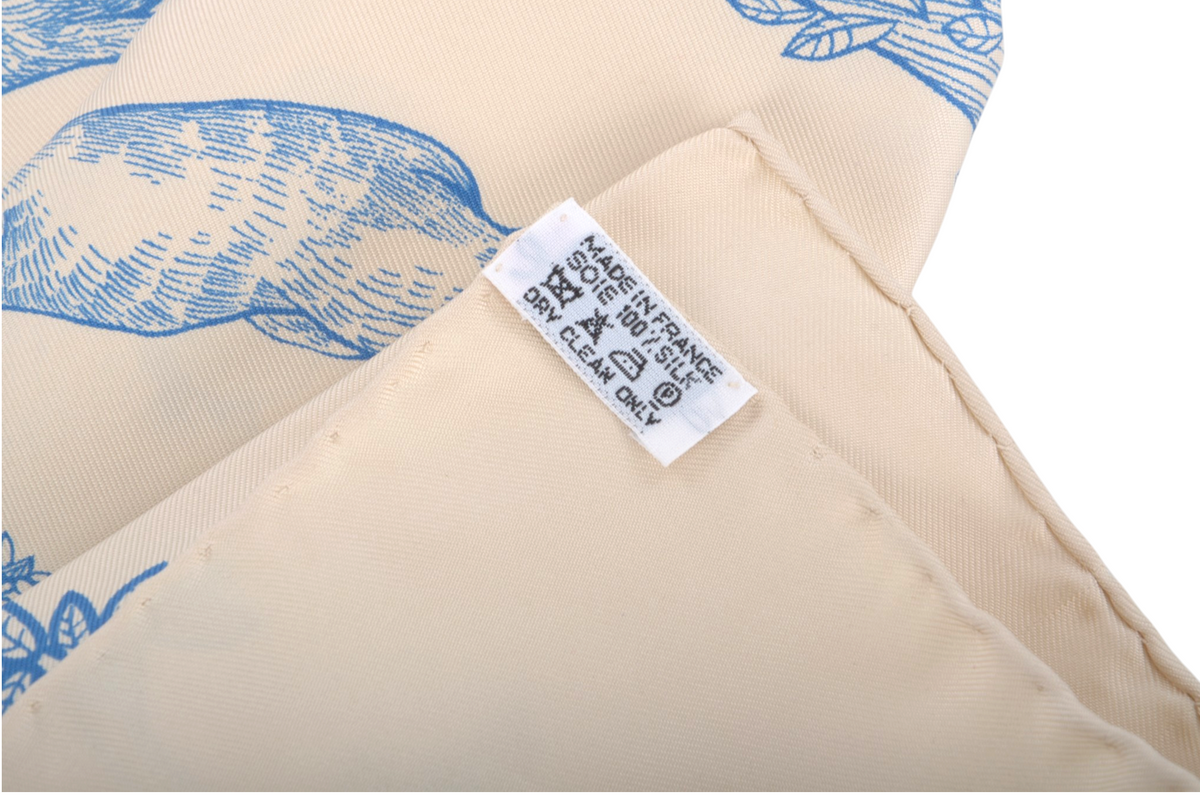Hermès Carré 90 Scarf 100% Silk Alphabet III Blue Ivory Multicolor Designer Classic
