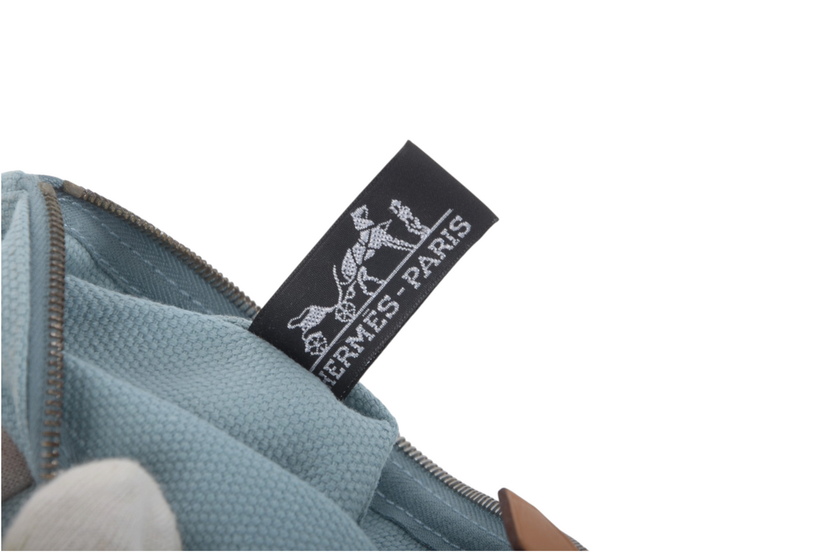 Hermès Blue Case Pouch Toiletry Make Up Bag 100% cotton Babyblue Designer Classic