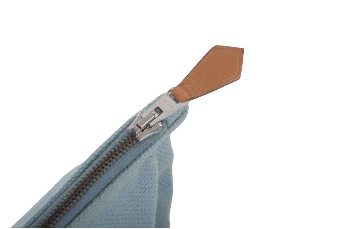 Hermès Blue Case Pouch Toiletry Make Up Bag 100% cotton Babyblue Designer Classic