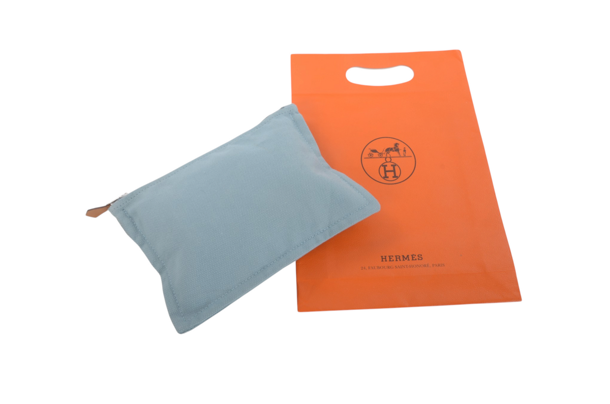 Hermès Blue Case Pouch Toiletry Make Up Bag 100% cotton Babyblue Designer Classic
