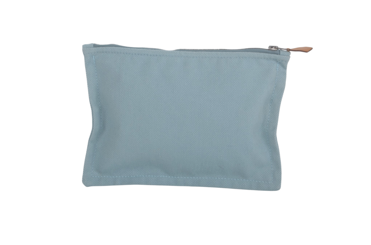 Hermès Blue Case Pouch Toiletry Make Up Bag 100% cotton Babyblue Designer Classic