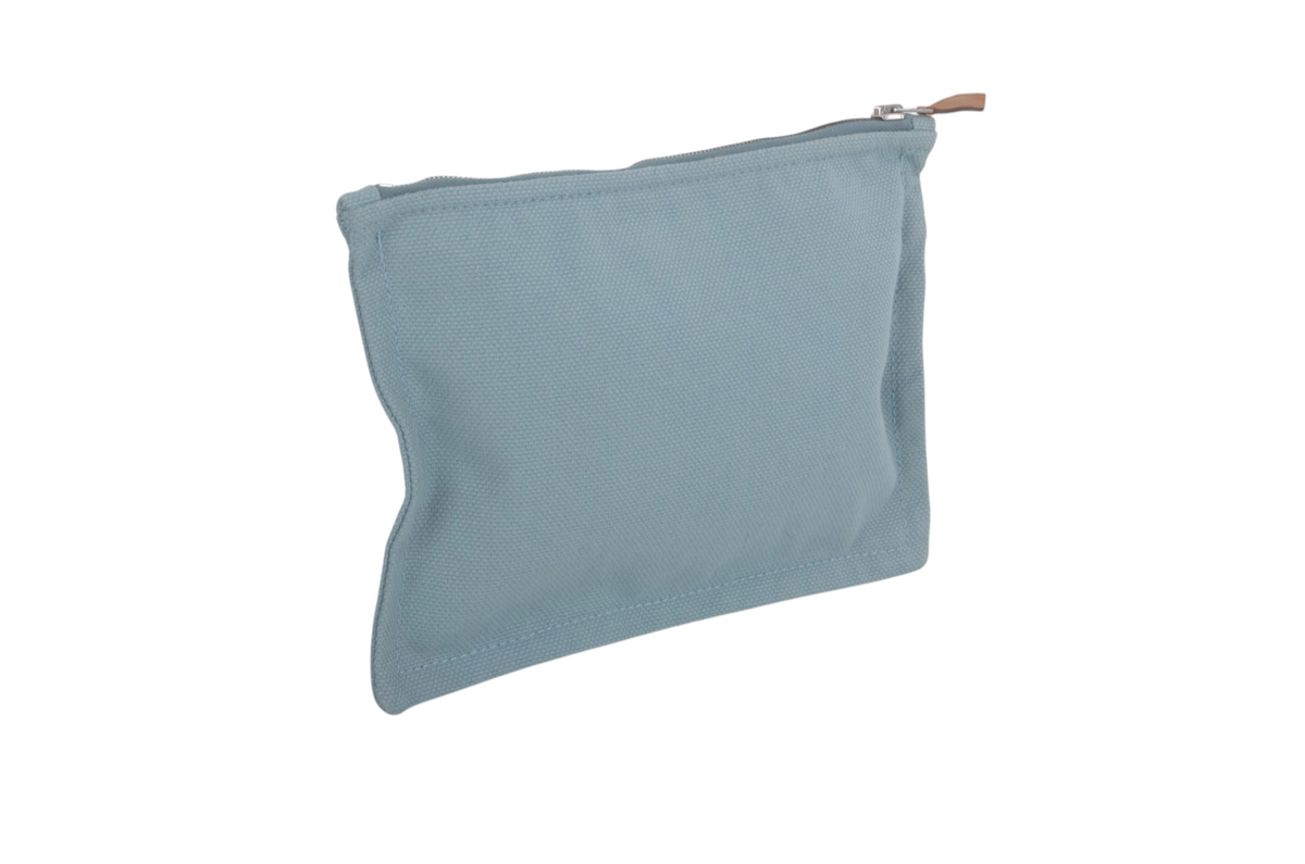 Hermès Blue Case Pouch Toiletry Make Up Bag 100% cotton Babyblue Designer Classic