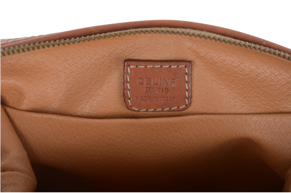 Celine Vintage Triomphe Clutch Bag Evening Bag Pouch Make Up Vanity Toiletry Monogram Canvas Designer Classic