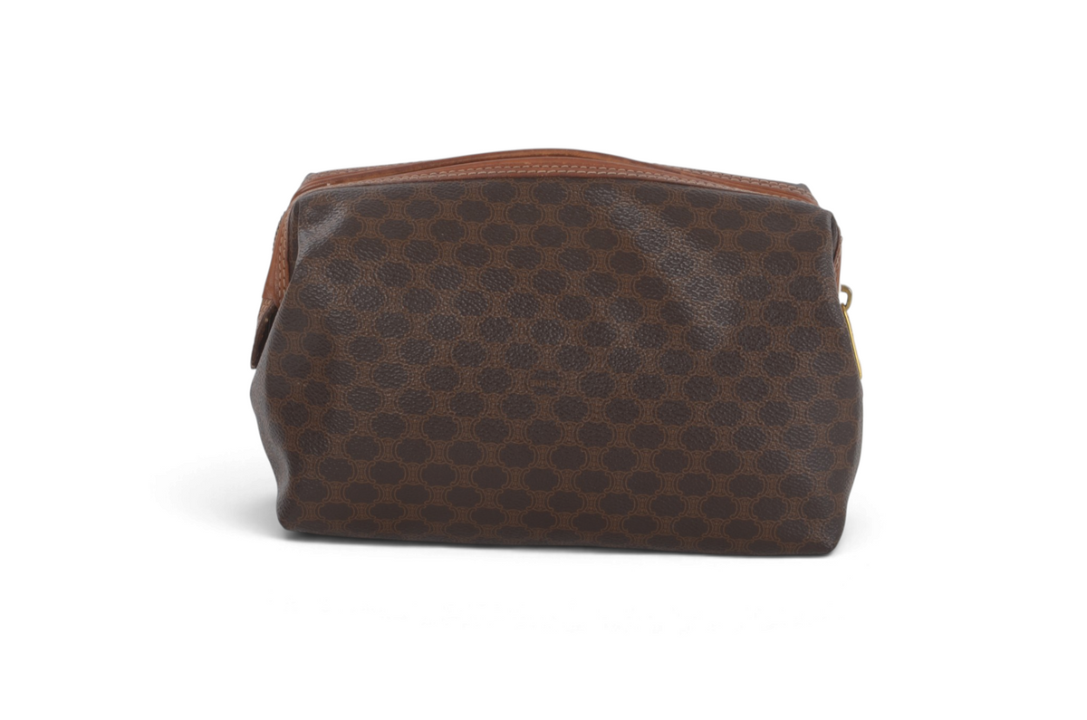 Celine Vintage Triomphe Clutch Bag Evening Bag Pouch Make Up Vanity Toiletry Monogram Canvas Designer Classic