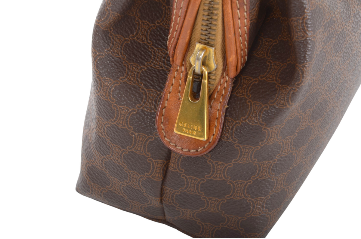 Celine Vintage Triomphe Clutch Bag Evening Bag Pouch Make Up Vanity Toiletry Monogram Canvas Designer Classic