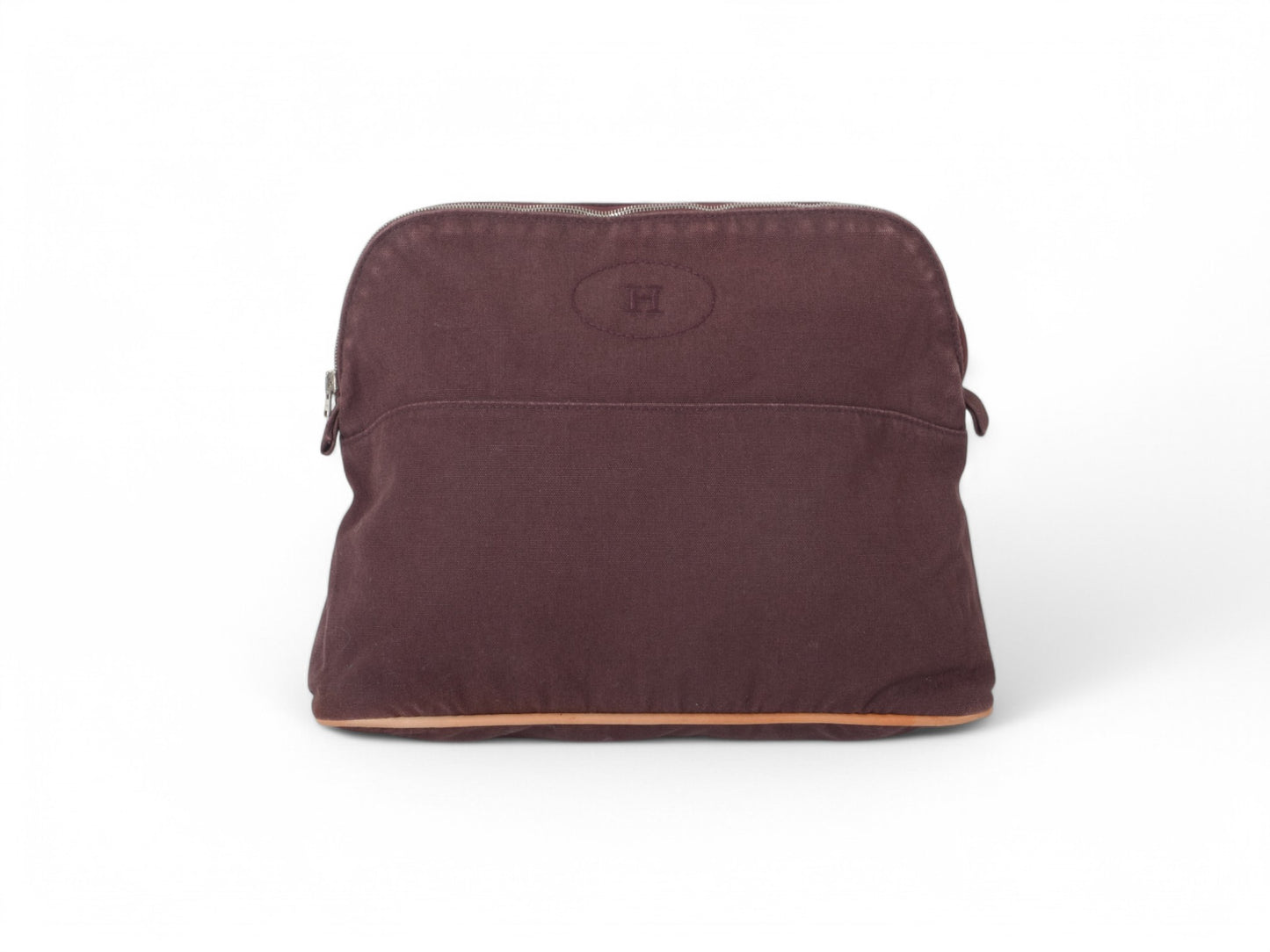Hermès Bolide 31 Case Pouch Toiletry Make Up Bag 100% cotton Brown Burgundy