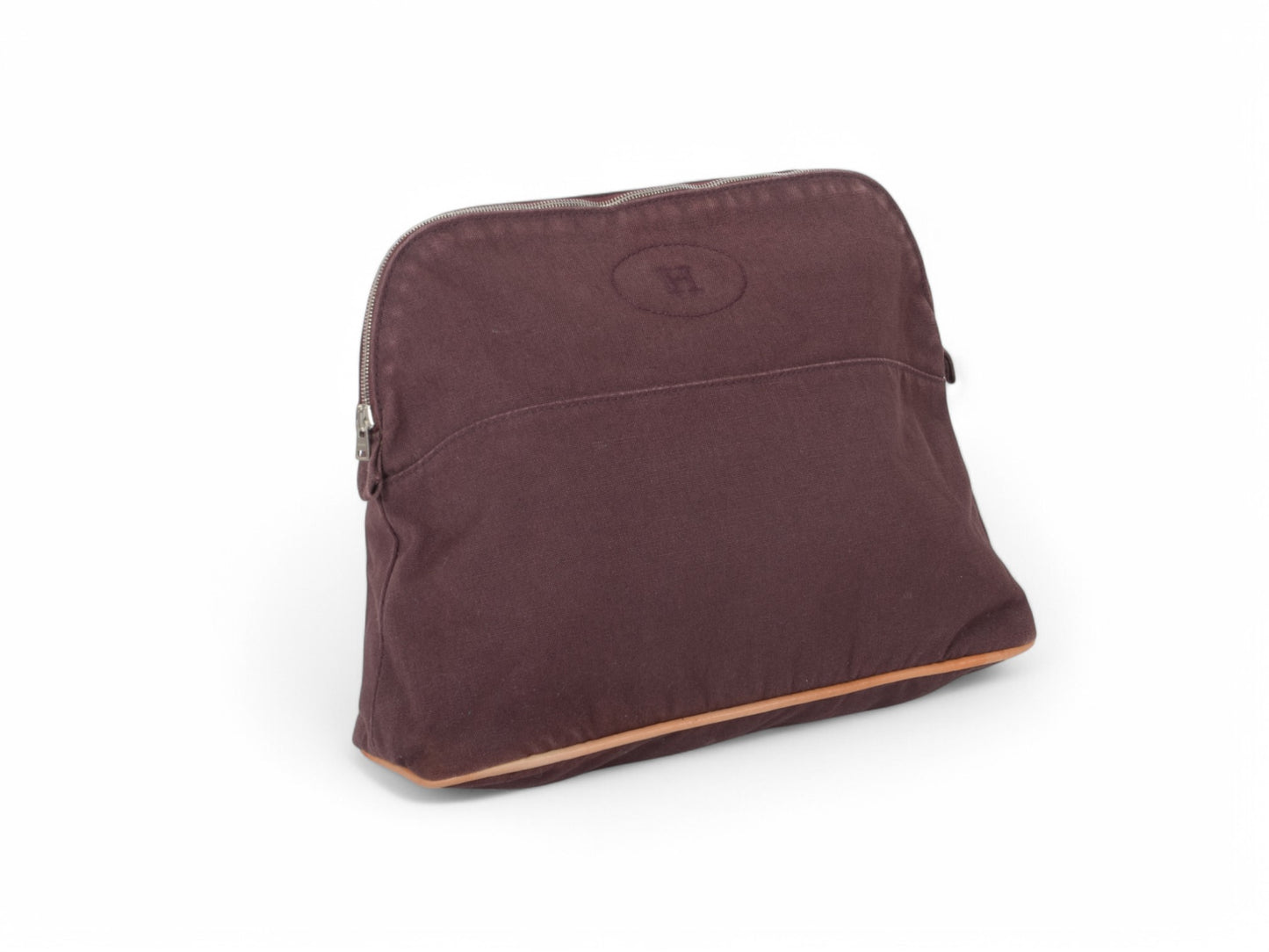 Hermès Bolide 31 Case Pouch Toiletry Make Up Bag 100% cotton Brown Burgundy
