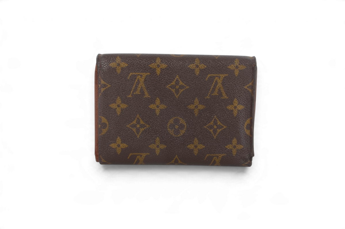Louis Vuitton Monogram Wallet Vintage Leather Canvas Brown Crossbody Bag Designer Classic