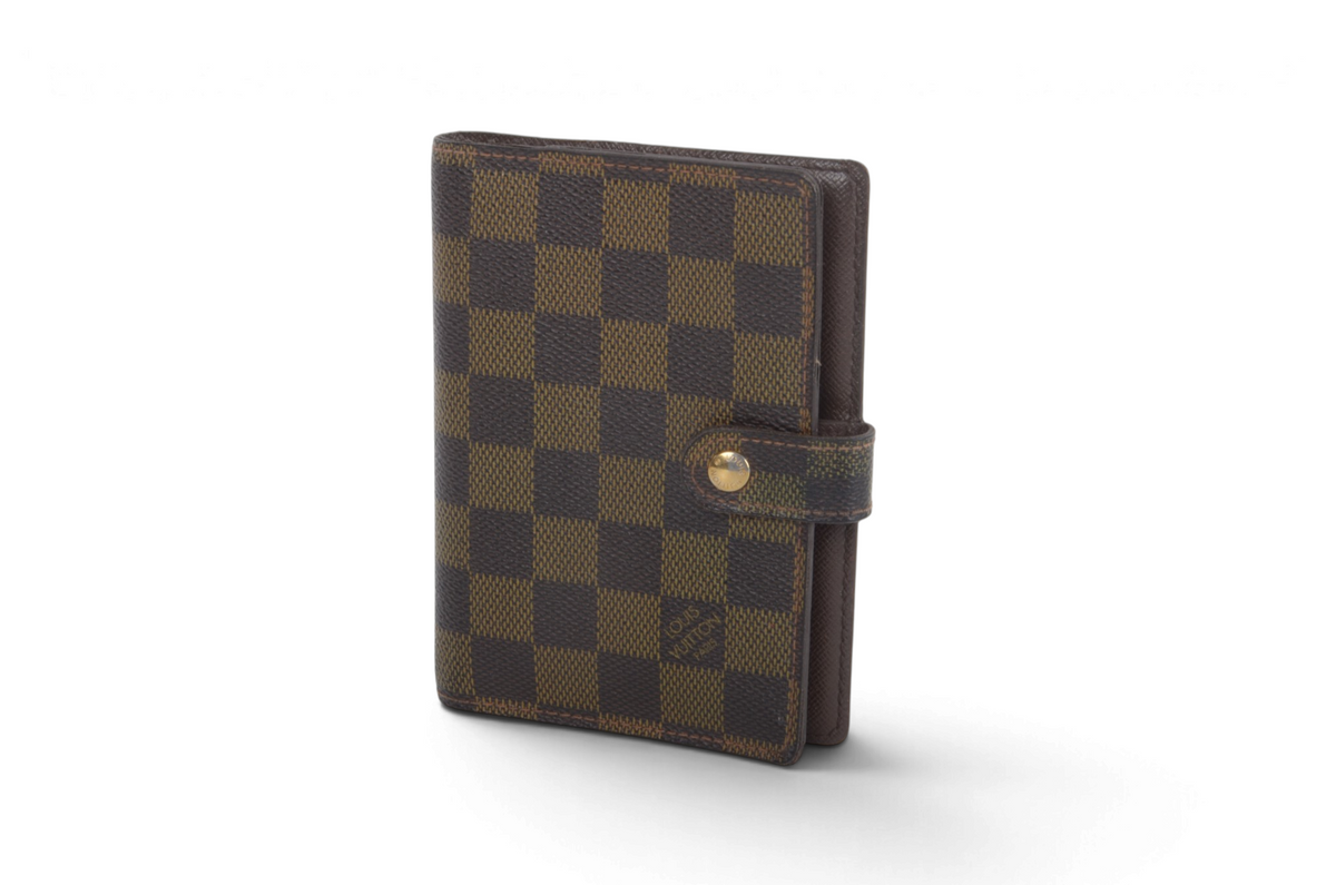 Louis Vuitton Damier Ebene Canvas Agenda PM Cover Vintage Leather Designer Classic
