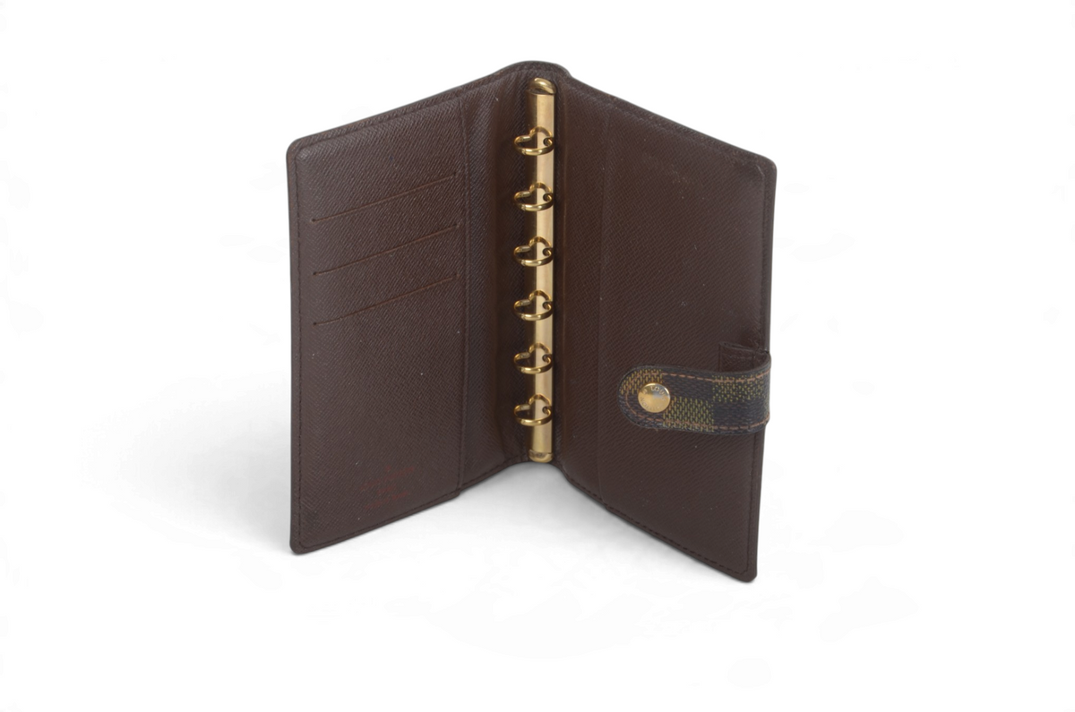 Louis Vuitton Damier Ebene Canvas Agenda PM Cover Vintage Leather Designer Classic