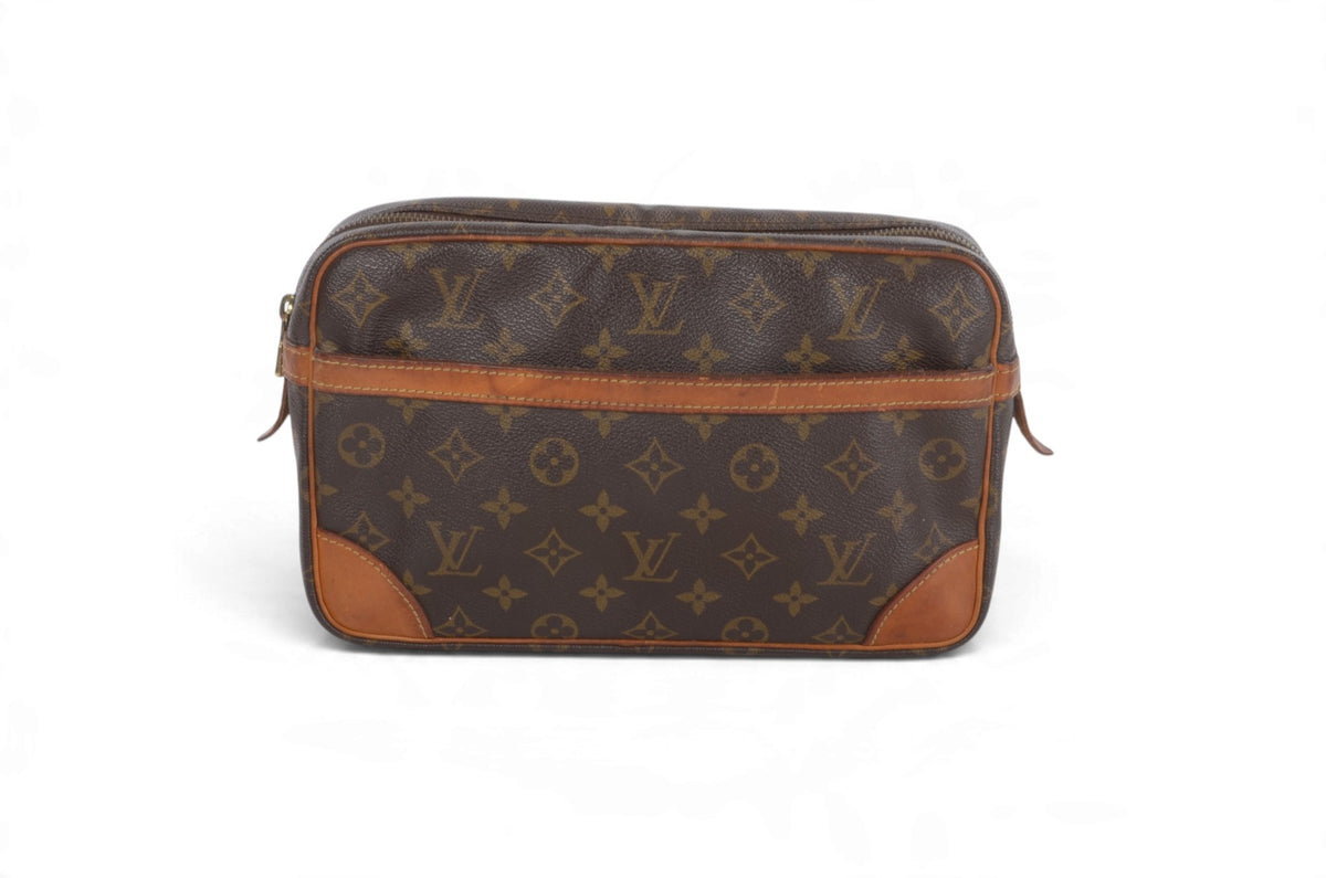 Louis Vuitton Compiegne 28 Pouch Clutch Makeup Toilet Bag Monogram Vintage Designer Classic