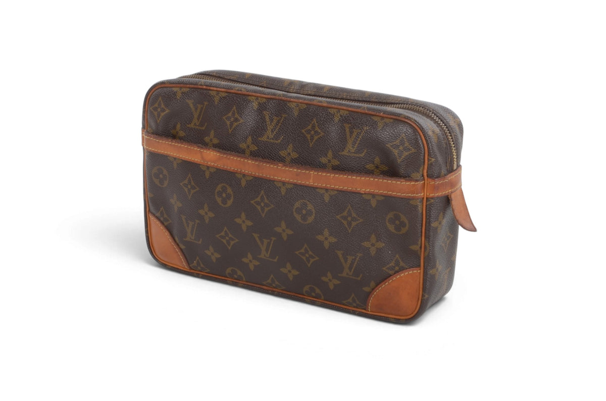 Louis Vuitton Compiegne 28 Pouch Clutch Makeup Toilet Bag Monogram Vintage Designer Classic