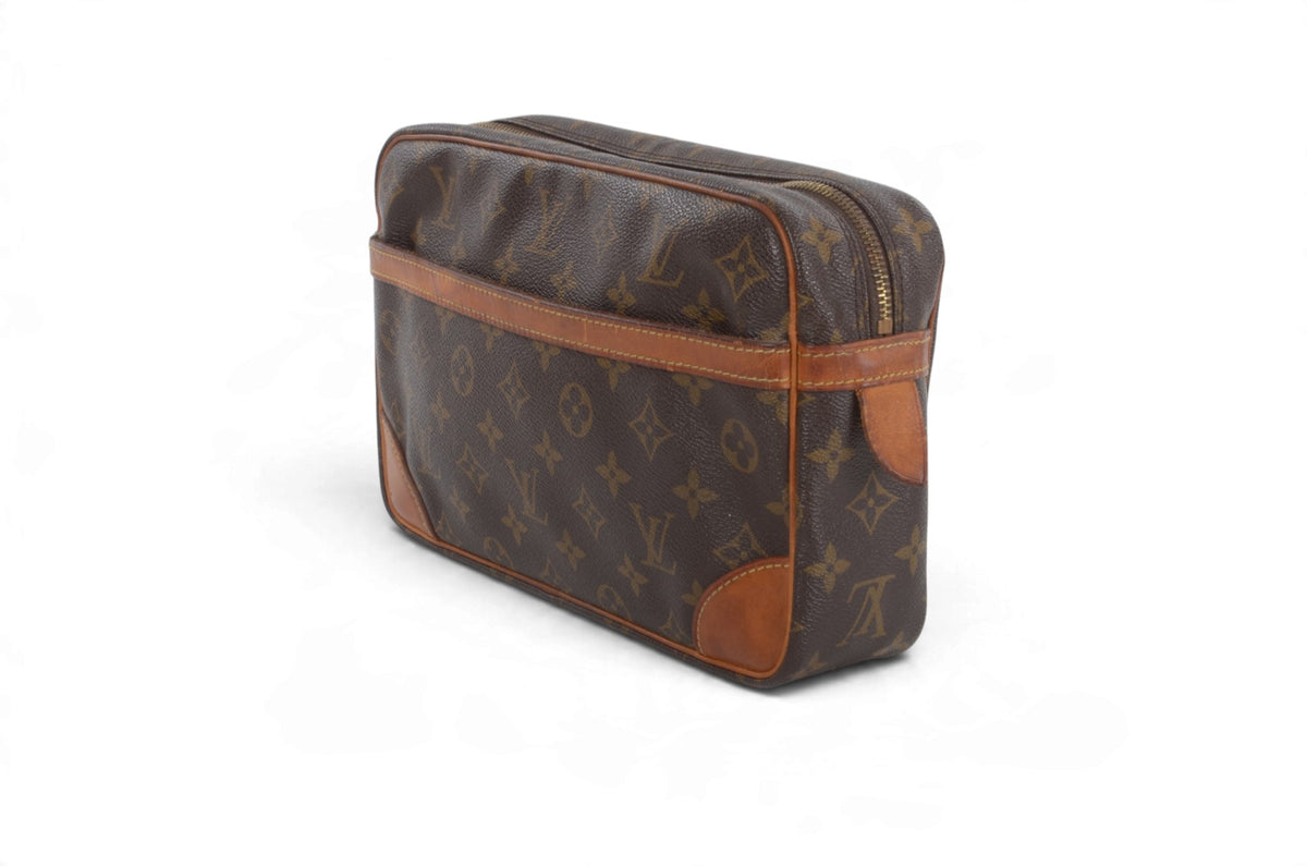 Louis Vuitton Compiegne 28 Pouch Clutch Makeup Toilet Bag Monogram Vintage Designer Classic