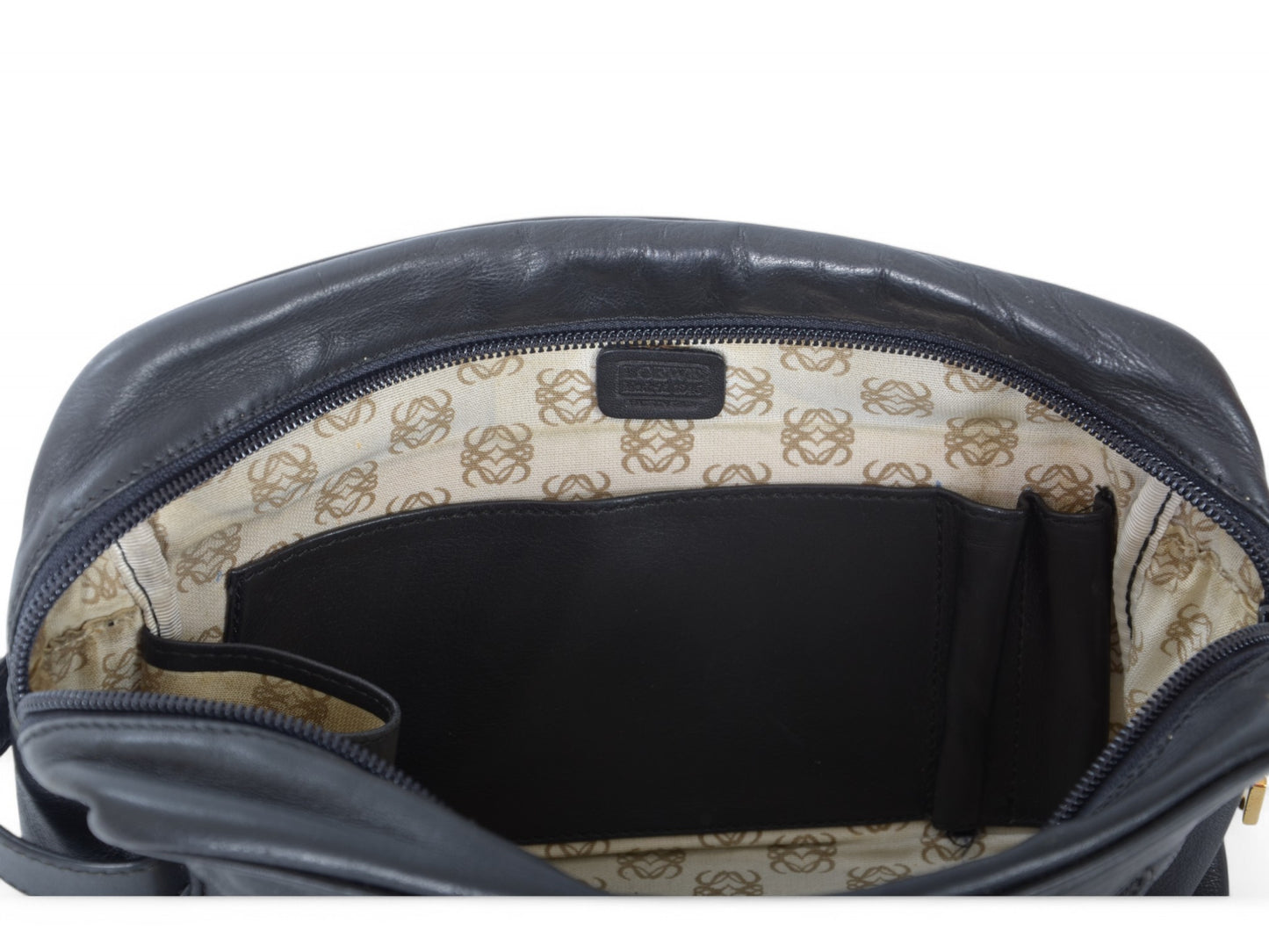 Loewe Anagram Leather Second Bag Toiletry Travel Makeup Cosmetic Bag Black