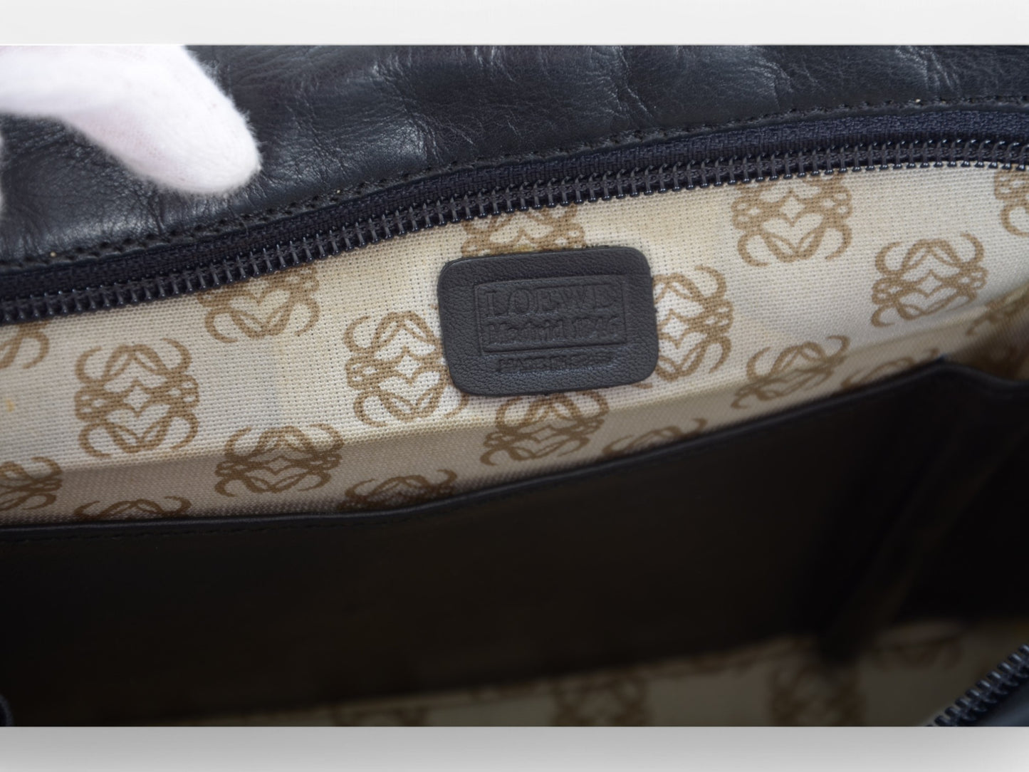 Loewe Anagram Leather Second Bag Toiletry Travel Makeup Cosmetic Bag Black
